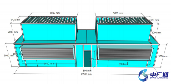 風冷熱泵機組隔聲罩-正視圖